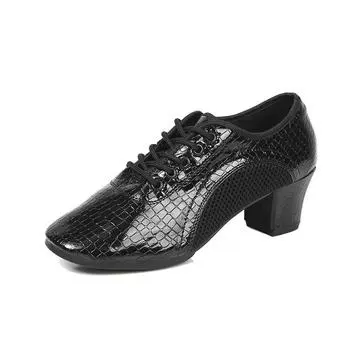 Кожаная сетчатая дышащая обувь для современных танцев на среднем каблуке для профессиональных женщин, каблуки для современных танцев 2 дюйма 34 чёрный