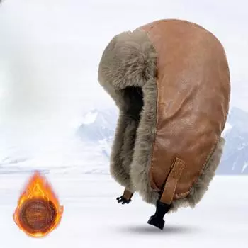 Кожаная шапка Lei Feng, женская модная универсальная зимняя холодная теплая защитная шапка для ушей, мужская для верховой езды на открытом воздухе adjustable