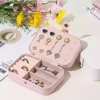Кожаная шкатулка для хранения ювелирных изделий цвета конфет, серьги, ожерелья, кольца, многофункциональная портативная шкатулка для хранения ювелирных изделий белый