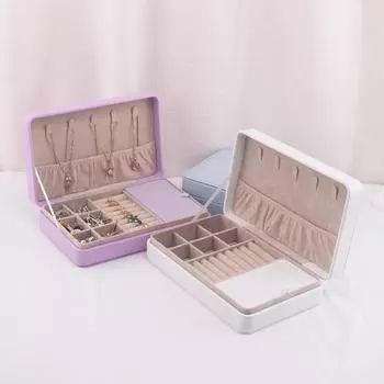 Кожаная шкатулка для украшений, легкая, роскошная, для хранения сережек, ожерелий, с замком, органайзеры для хранения украшений белый