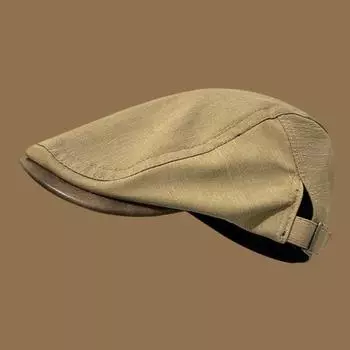 Кожаная шляпа с полями в стиле ретро, женская весенняя новая универсальная шляпа художника, корейская модная шляпа газетчика с утиным язычком M 56-60cm хаки