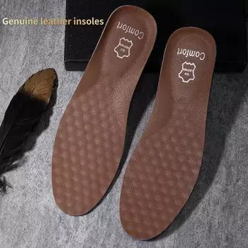 Кожаная спортивная стелька для мужчин, впитывающая пот, антибактериальная, устойчивая к запаху, спортивная амортизирующая стелька, поглощающая дыхание, стелька из воловьей кожи 45-46