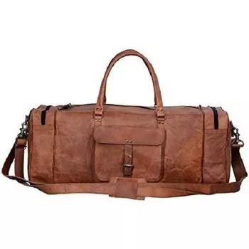Кожаная спортивная сумка Большая дорожная сумка Спортивная ночная сумка для спортзала Komal s Passion Leather (коричневый) 28 x 11 x 9 in коричневый