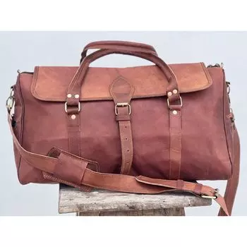 Кожаная спортивная сумка для путешествий на выходные и выходные в ручной клади AirCabin 21 x 9 x 9 in коричневый