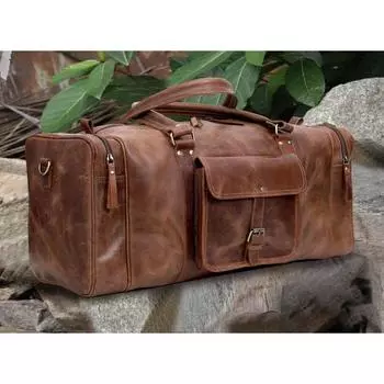Кожаная спортивная сумка Кожаная дорожная сумка Персонализированная кожаная дорожная сумка ручной работы Кожаная дорожная сумка Кожаная дорожная сумка для отдыха Кожаная спортивная дорожная сумка для мужчин Подарок ему 24 x 12 x 10 in коричневый