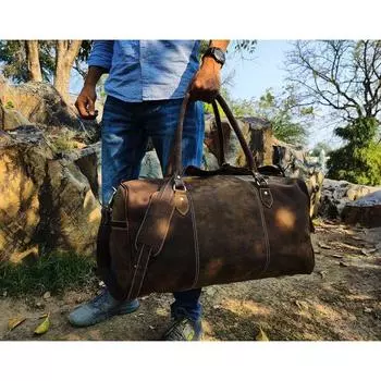 Кожаная спортивная сумка, кожаная сумка для выходных ручной работы, спортивная сумка, спортивная сумка для отпуска, дорожная сумка, ночная сумка Кожаная дорожная сумка для подарка на женский день 20 x 9 x 8 in коричневый