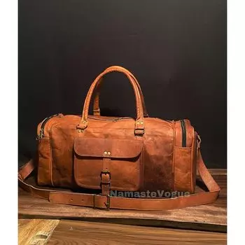 Кожаная спортивная сумка ручной работы, Кожаная дорожная сумка, персонализированная спортивная сумка - Кожаная вещевая сумка выходного дня 20 in коричневый