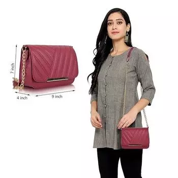 Кожаная стильная женская слинг-сумка через плечо с ремешком-цепочкой