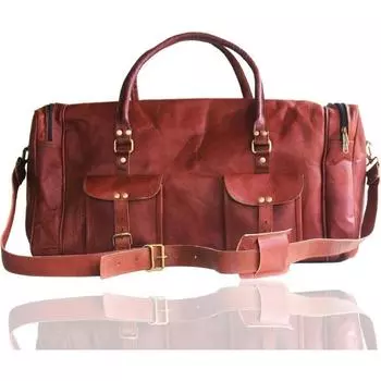 Кожаная сумка 35 дюймов, спортивная дорожная сумка, коричневая, для выходного дня, для спортзала, настоящая винтажная мужская сумка 35 in коричневый