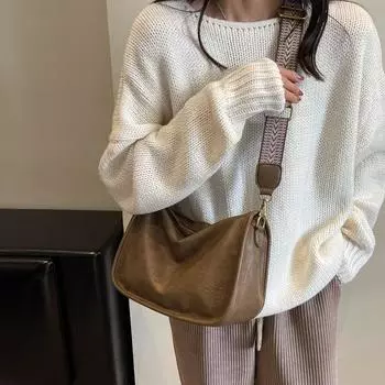 Кожаная сумка большой емкости, женская сумка через плечо, портативная сумка-подушка коричневый