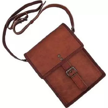 Кожаная сумка через плечо через плечо, сумка-портфель для мальчиков и девочек-подростков, сумки-мессенджеры, 9-дюймовый мини, коричневый 9 x 7 x 3 in коричневый