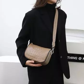 Кожаная сумка через плечо для женщин, сумка через плечо с широким ремешком для леди