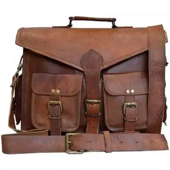 Кожаная сумка через плечо, Кожаная мужская сумка-мессенджер, Лучшая кожаная сумка 16 x 12 x 5 in коричневый