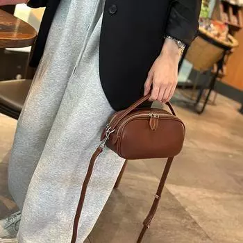 Кожаная сумка через плечо на одно плечо, маленькая переносная квадратная сумка с двойной молнией, мягкая повседневная женская сумка из коровьей кожи коричневый