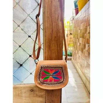 Кожаная сумка через плечо премиум-класса с вышивкой ручной работы для женщин с мини-клапаном 5 x 7 x 3 in