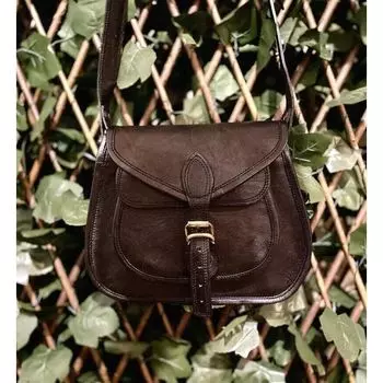 Кожаная сумка через плечо ручной работы, сумка через плечо для женщин, сумка через плечо, седельная сумка 9 x 7 in чёрный