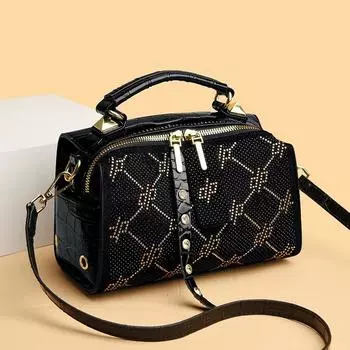 Кожаная сумка через плечо с заклепками для женщин, роскошные сумки через плечо для женщин, высококачественная сумка-мессенджер