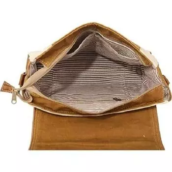 Кожаная сумка через плечо Star, регулируемая ручка, холщовая сумка через плечо 12 x 3.5 x 9 in коричневый/белый