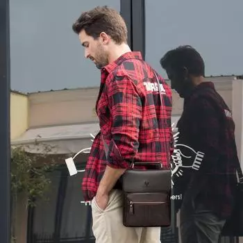 Кожаная сумка через плечо, винтажная мужская сумка через плечо из коровьей кожи, сумка-мессенджер Crazy Horse Leather темно-коричневого