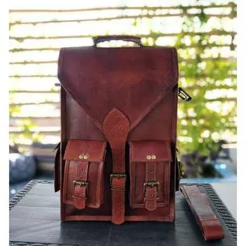 Кожаная сумка через плечо высокого качества, мужская сумка через плечо, винтажная натуральная 11 x 15 in коричневый