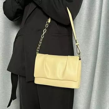 Кожаная сумка через плечо женская с клапаном на цепочке Сумка Повседневная дизайнерская сумка
