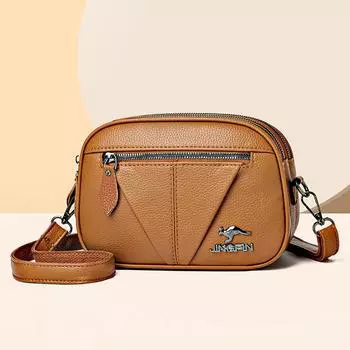 Кожаная сумка через плечо, женская сумка через плечо, материнская сумка, многослойная маленькая квадратная сумка с вышивкой чёрный