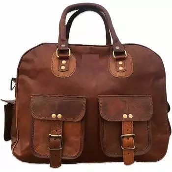 Кожаная сумка для багажа Duffle Overnight Tote Weekender Bag Women s Vintage Extra Large 16 X 12 X 6 in коричневый