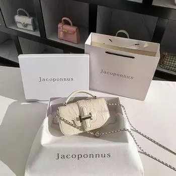 Кожаная сумка для фотоаппарата Jacob, нишевая сумка-мессенджер на цепочке Ruched white