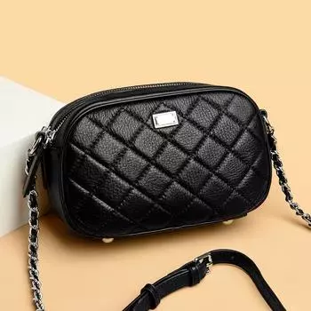 Кожаная сумка для фотоаппарата, модная сумка-мессенджер из коровьей кожи первого слоя, сумка-мессенджер премиум-класса с бриллиантовой цепочкой, сумка для мобильного телефона