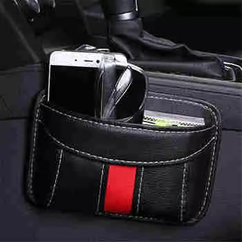 Кожаная сумка для хранения на заднюю часть сиденья автомобиля Paste Type, карман для хранения 1pc красный