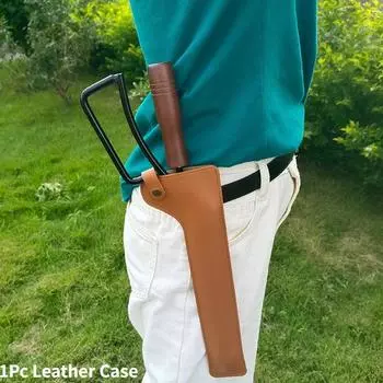 Кожаная сумка для хранения уличных щипцов для барбекю, многоцелевой кожаный набор для кемпинга, противопожарные клещи, набор карбоновых пожарных плоскогубцев, подвесная сумка для хранения на талии 1pc