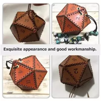 Кожаная сумка для игральных костей D20, многогранная сумка для игральных костей, портативная сумка на шнурке для ролевой игры, сумка для игральных костей DND