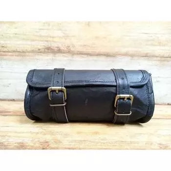 Кожаная сумка для инструментов для мотоцикла, седельная сумка, черная кожаная сумка, круглая мотоциклетная маленькая кожаная сумка для велосипеда 10 x 5 x 4 in чёрный