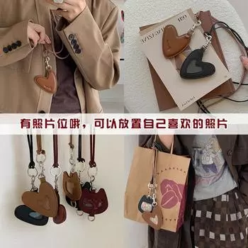 Кожаная сумка для мелочи Love Cat с подвеской на ожерелье для женщин, милые универсальные модные аксессуары, цепочка для свитера