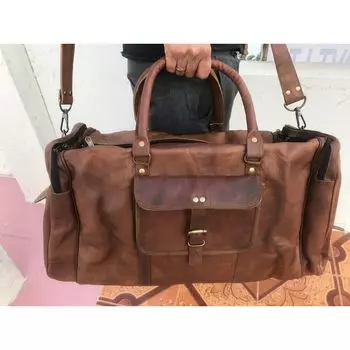 Кожаная сумка для мужчин Duffle Travel Bag Gym S Vintage Genuine Overnight Weekend 24 X 9 X 7 коричневый