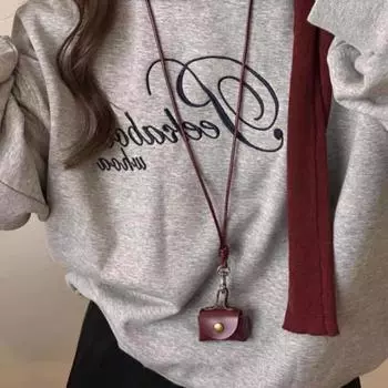 Кожаная сумка для наушников, подарки, длинный свитер, цепочка, висящая на шее, кошелек для монет, ожерелье для женщин вино красного