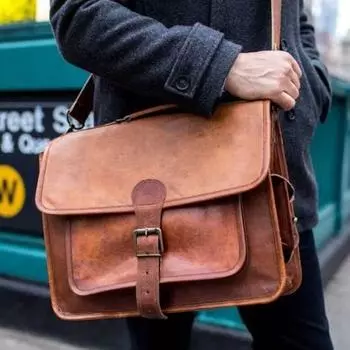 Кожаная сумка для ноутбука для мужчин и женщин, 18 дюймов | Лучший в своем классе кожаный портфель Кожаная сумка через плечо для ноутбука Кожаная сумка через плечо 15 x 11 x 4 in коричневый