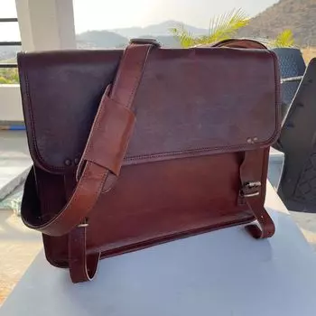 Кожаная сумка для ноутбука для женщин, кожаная сумка-мессенджер ручной работы, кожаные сумки для школы, портфель для ноутбука, сумка для компьютера, сумка-саквояж, 15 x 11 x 4 in коричневый