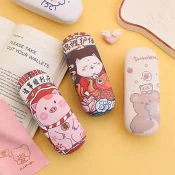 Кожаная сумка для очков, женская мультяшная шкатулка для очков, жесткая шкатулка для очков, футляр для очков для чтения C