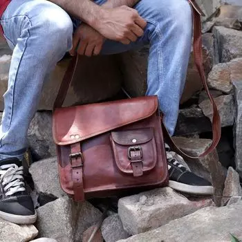 Кожаная сумка для планшета, подарок для него и для нее, кожаная сумка через плечо, портфель-сумка, сумка для компьютера ручной работы, сумка для планшета для него 9 x 11 x 3 in коричневый