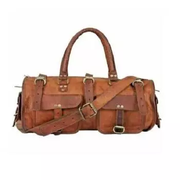 Кожаная сумка для путешествий Duffel Gym Goat Brown Luggage Vintage New Genuine Men s 26 x 9 x 9 in коричневый