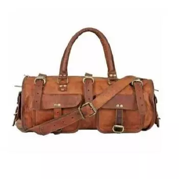 Кожаная сумка для путешествий Duffel Gym Goat Brown Luggage Vintage New Genuine Men s 26 x 9 x 9 in коричневый