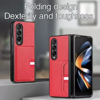 Кожаная сумка для телефона с защитой от царапин, защитный чехол для Samsung Galaxy Z Fold 4 Fold3 Fold4 5g Fold 3 2 Fold2, тонкая крышка слота для карт for Samsung Z Fold 4 чёрный