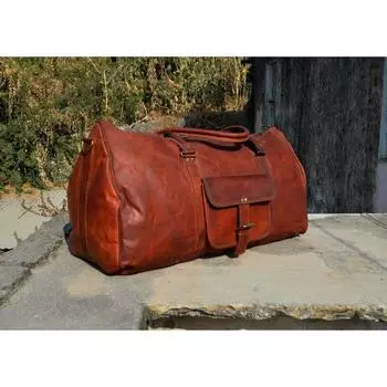 Кожаная сумка Duffel Travel Men Bag Gym Vintage Genuine Weekend Overnight New 20 x 9 x 8 in коричневый