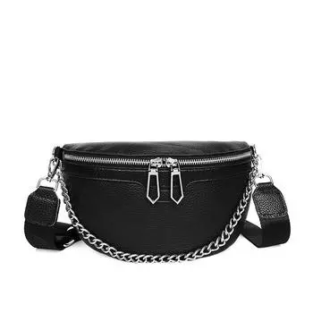 Кожаная сумка Four Seasons, сумка через плечо из телячьей кожи, поясная сумка, прямые поставки, женская сумка, трендовая женская сумка чёрный