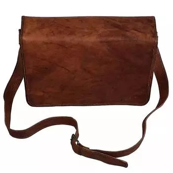 Кожаная сумка Goat Messenger для ноутбука, коричневая настоящая сумка, настоящий винтажный портфель 11 x 9 x 3 in коричневый