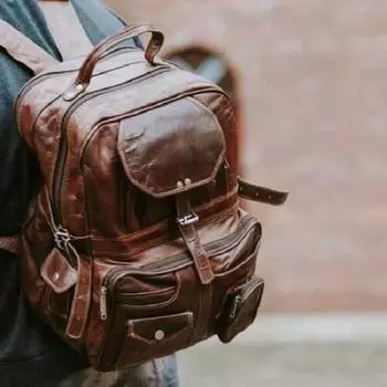 Кожаная Сумка Goat Натуральная Винтажная Сумка Рюкзак Для Ноутбука Коричневый Рюкзак 17 x 12 x 10 in коричневый