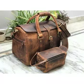 Кожаная сумка Hunter Weekender Женские сумки и кошельки Мужская ночная сумка для пожилых людей, новогодние подарки коричневый