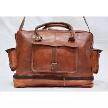 Кожаная сумка из натуральной кожи, дорожная мужская вещевая сумка для спортзала, винтажная сумка для выходного дня, новинка 20 X 18 X 8 коричневый
