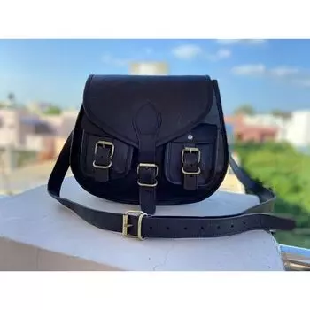 Кожаная сумка из овчины, сумка через плечо, женская сумка-мессенджер, сумка через плечо 10 x 13 x 4 in чёрный